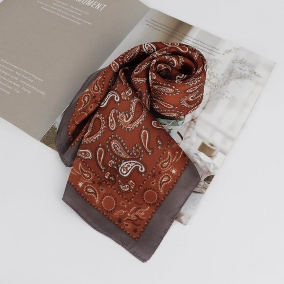 ⚡Men D-Black Necktie 27.5 Inches Cowboy Scarves Pocket Square Silk Bandanas - Picture 8 of 8